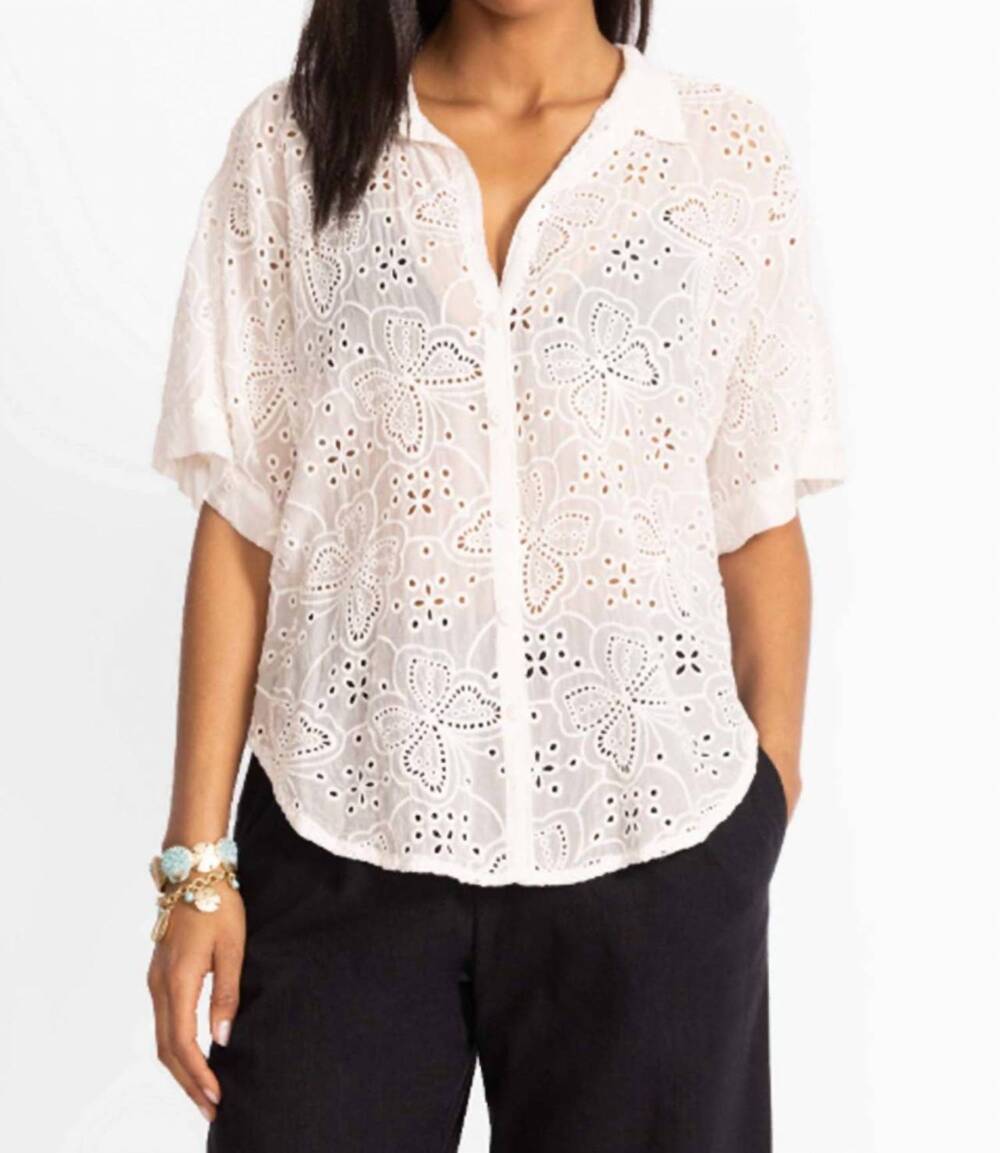NEW JOHNNY WAS audrey short sleeve shirt in white